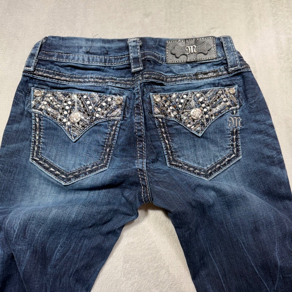 Miss‎ Me Signature Skinny Jeans 26 Dark Wash Embellished Bling Y2K 2010s Denim - Picture 8 of 8
